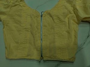 Yellow Ethnic Blouse with Zipper