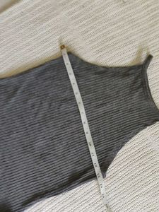 Gray Ribbed Halter Tank Top