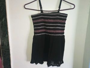 Smocked Black Camisole Top