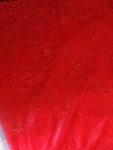 Vibrant Red Embroidered Saree