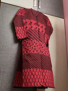 Red &amp; Black Printed Kurta