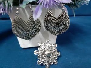 Oxidised Silver Earring and ring combo