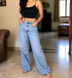 pull&amp;bear Light Wash Wide Leg Jeans