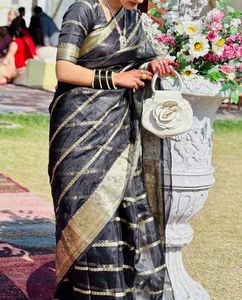 Elegant Black & Gold Saree