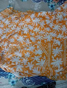 Orange Floral Print Saree