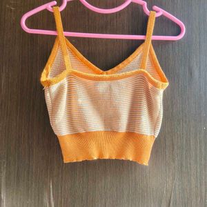 Striped Cropped Knit Tank Top