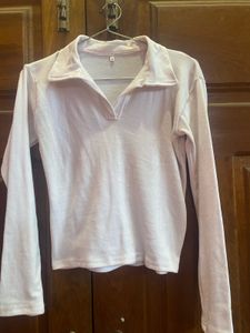Light Pink Collared Long Sleeve Top