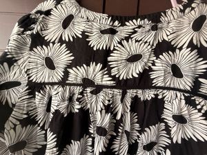 Black &amp; White Floral Midi Dress