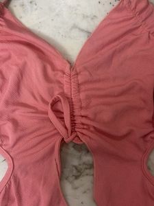 Y2k Pink butterfly Neck Back Tie Crop Top