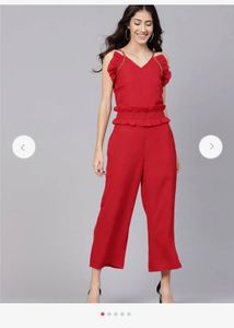 Red Ruffled Jumpsuit
