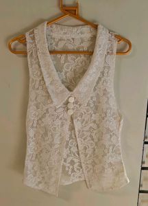 Elegant White Lace Vest