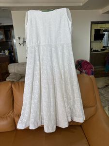 new white chikankari sequence work gown