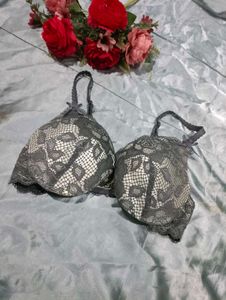 Elegant Grey Lace Bra
