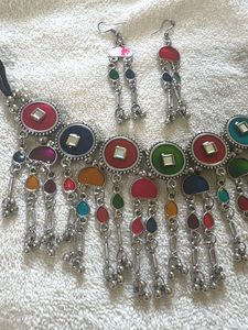 boho silver necklace set