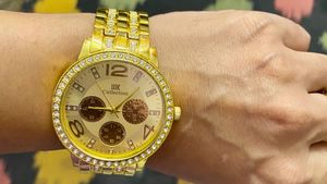 Gold Tone Rhinestone Watch