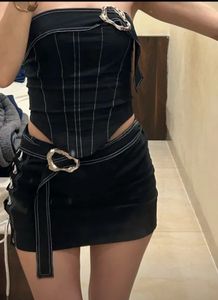 Black Corset Top & Skirt Set