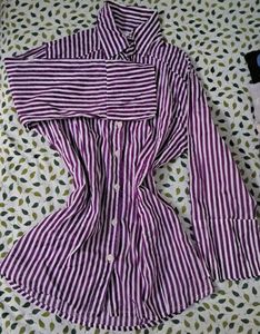 Purple Striped fitted  Button-Down Shirt