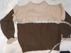 Brown &amp; Beige Ruffle Yoke Sweater 🧸