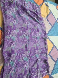 Purple Geometric Print Saree