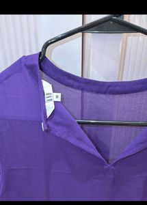 Elegant Purple Ruffled Sheer Top