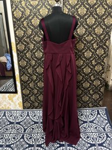 designer ruffle gown