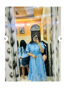 Blue &amp; White Striped Shirt Dress with Belt