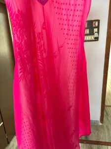 Vibrant Pink Kurta with Elegant Neckline