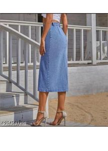 Highwaist Denim Skirt with Button Detail