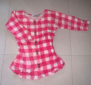 Pink Checkered Kurti