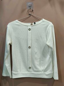 White Ribbed Knit Top