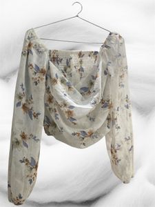 Chic Floral Print Sheer Sleeve Top