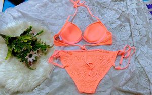 Coral Crochet Bikini Set