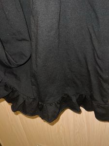 Black Ruffle Neck Long Sleeve Dress