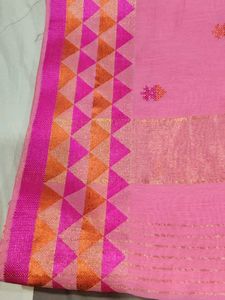 Elegant Pink Saree with Embellished Border