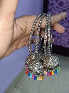 Oxidized Silver Jhumka Bangles