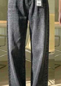 Stylish Grey Wash Wide Leg Jeans