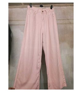 Pink Wide Leg Denim Jeans