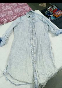 Acid Wash Denim Shirt Dress