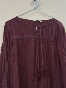 Burgundy Long Sleeve Tunic Top