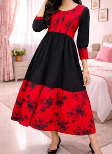 Red & Black Midi Dress