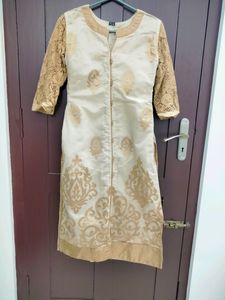 Gold And Cream Churidar Top
