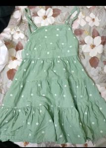 Cute Green Daisy Tiered Dress
