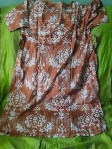brown Floral Print Kurta