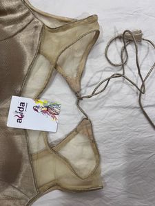 Golden Sheer Neckline Blouse