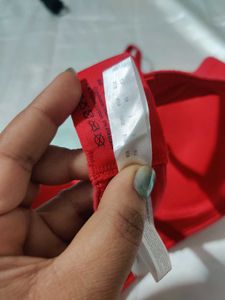 Red Lace Trim Bra