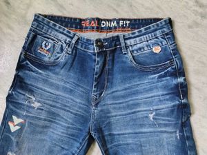 Stylish Distressed Blue Denim Jeans