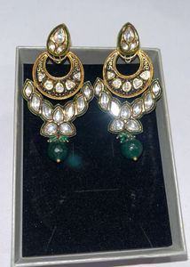 Elegant Kundan &amp; Ruby Drop Earrings