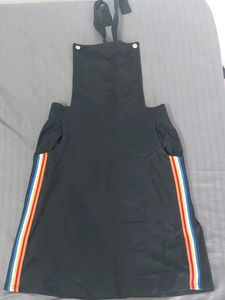 Black Pinafore Dress with Rainbow Stripes