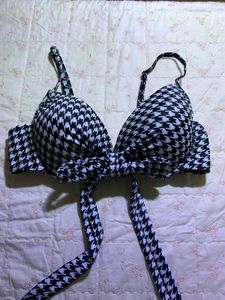 Houndstooth Print Bikini Top