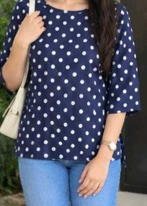 Navy Blue Polka Dot Kurta Size M